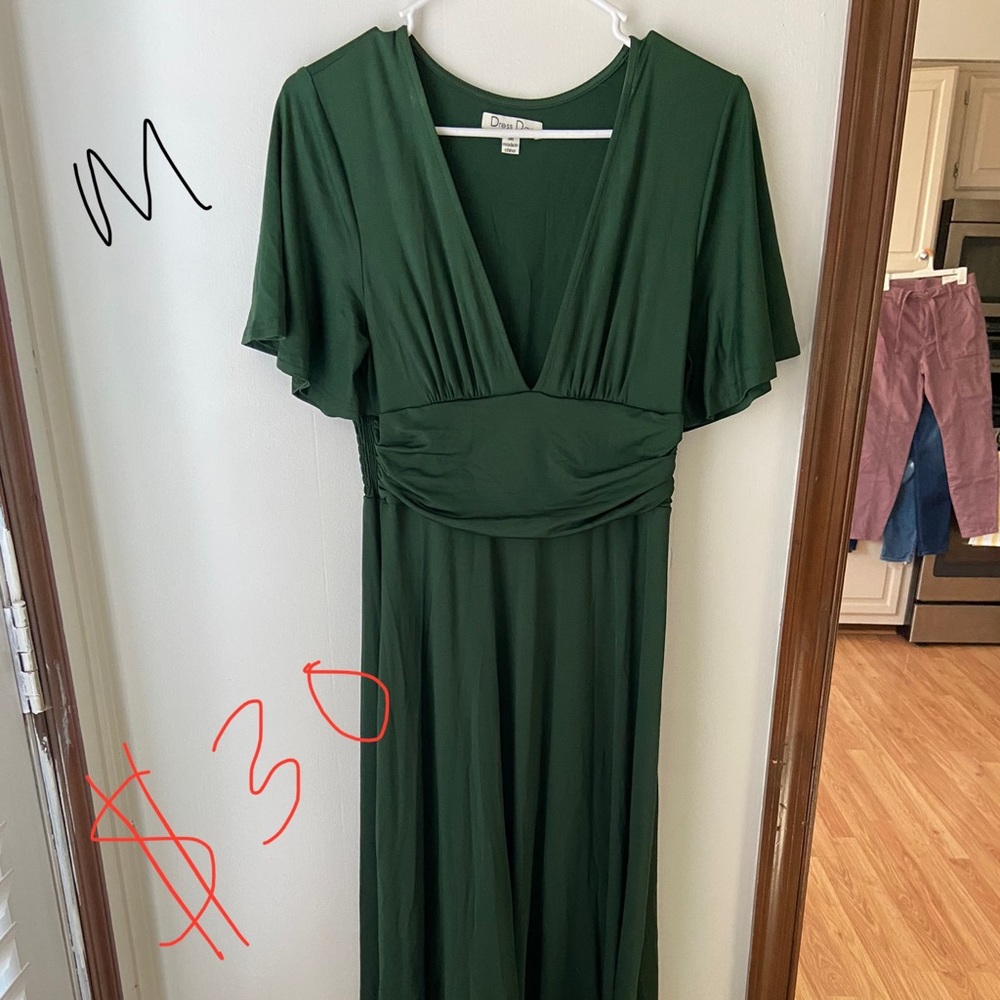 Emerald green floor length dress
